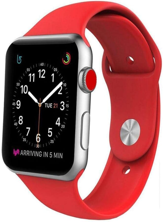 eWINNER Breathable Soft Silicone loop Replacement Wrist Strap Sport Band Compatible with Apple Watch ultra Series 8 7 6 5 4 3 2 1 SE 38mm 40mm 41mm 42mm 44mm 45mm 49mm (49MM/45MM/44MM/42MM, Red)